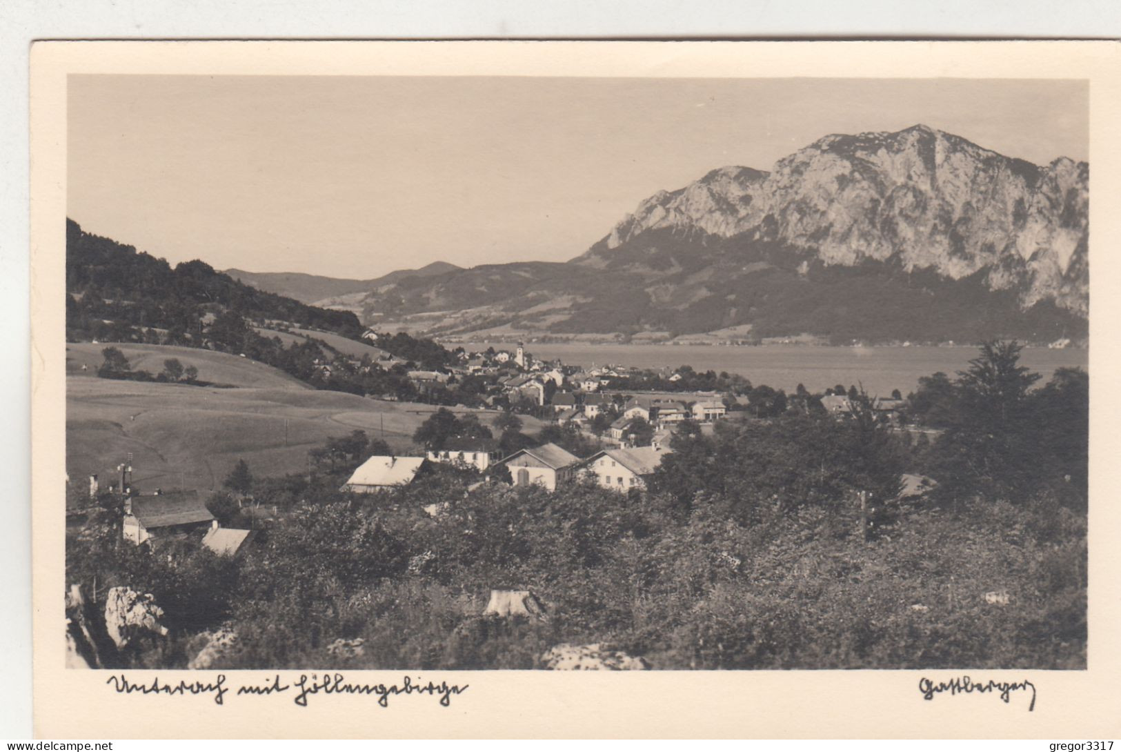 E428) UNTERACH Mit Höllengebirge - Attersee - Tolle FOTO AK Mit Häusern Im Vordergrund ALT ! - Attersee-Orte