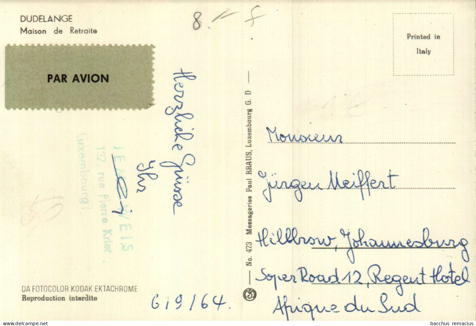 DUDELANGE -   Maison De Retraite Messageries Paul Kraus Nr 473 - Dudelange