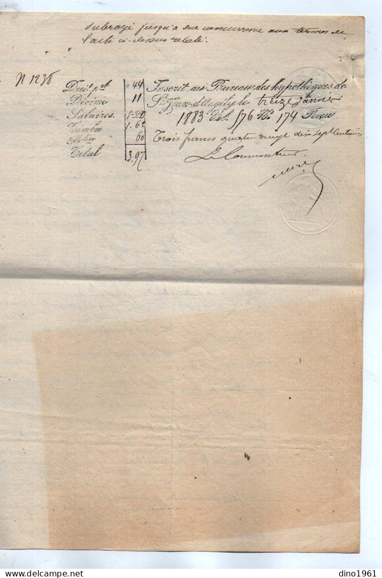 VP22.751 - SAINT JEAN D'ANGELY- 2 Actes De 1883/93 - NEAU à FONTAINE CHALANDRAY Contre JOULAIN,Ancien Facteur à SURGERE - Manuscrits