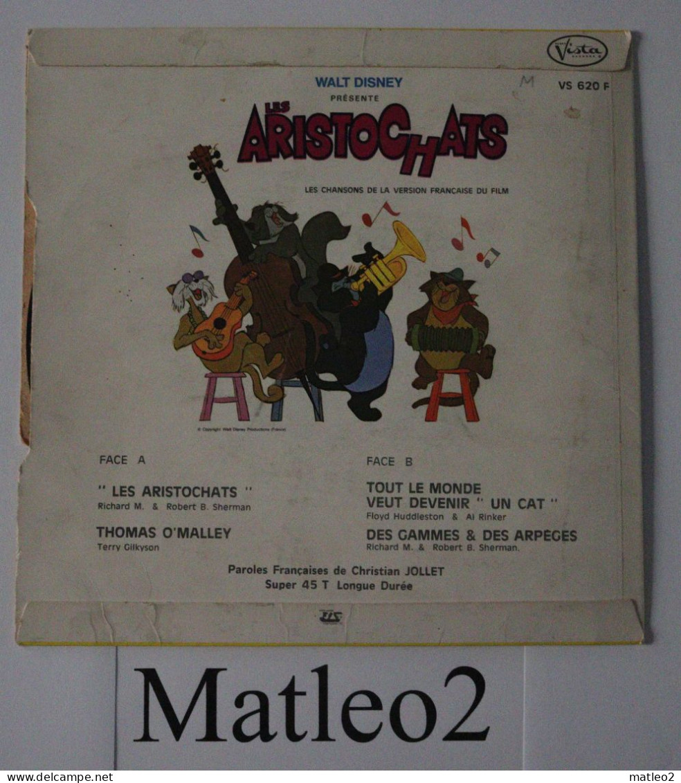 Vinyle 45 Tours : Divers Artistes - Les Aristochats (Interprété Par Maurice Chevalier) (Walt Disney) - Niños