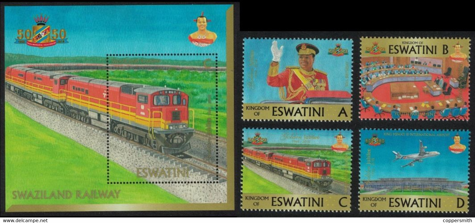 (034+35) Swaziland  Independence / Railways / Trains / Locomotives / Rare / Scarce ** / Mnh   Michel 850-53 + BL 18 - Swaziland (1968-...)