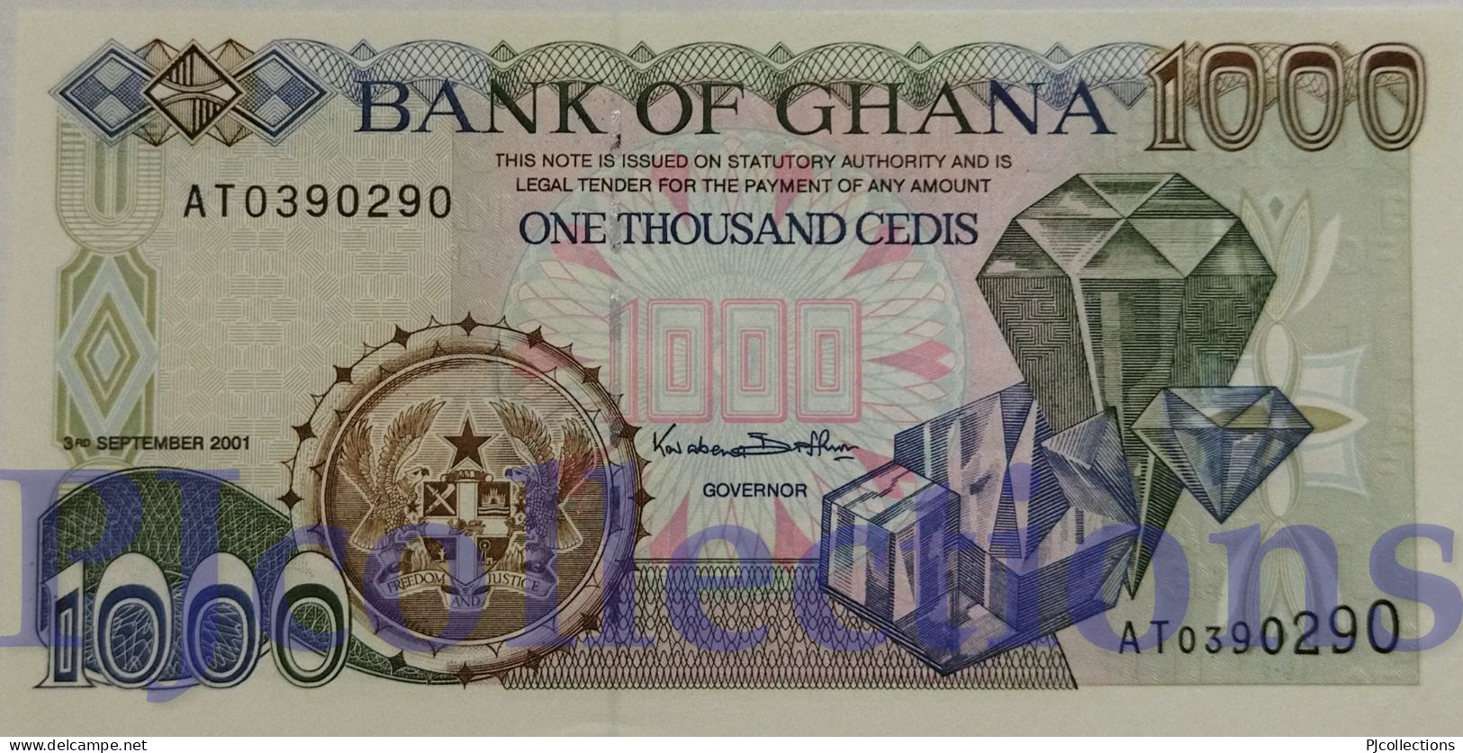 GHANA 1000 CEDIS 03/09/2001 PICK 32f UNC RARE - Ghana