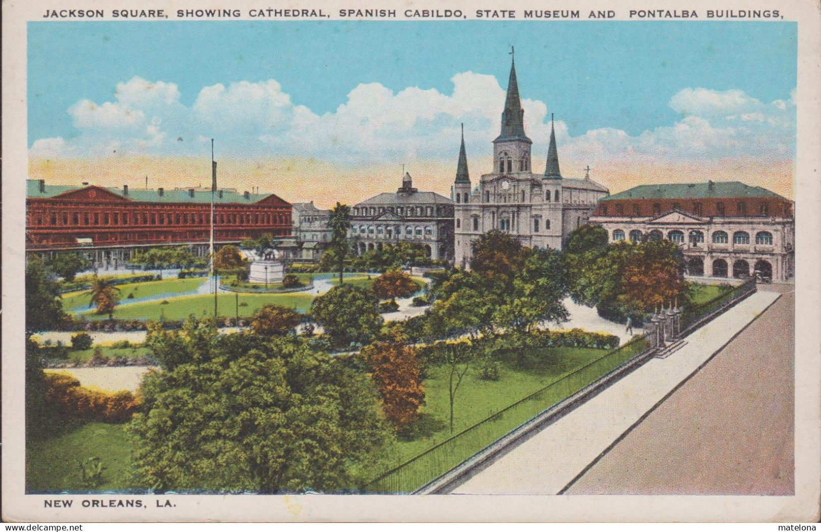 ETATS UNIS LA - LOUISIANA NEW ORLEANS JACKSON SQUARE SHOWING CATHEDRAL SPANISH CABILDO STATE MUSEUM ... - New Orleans