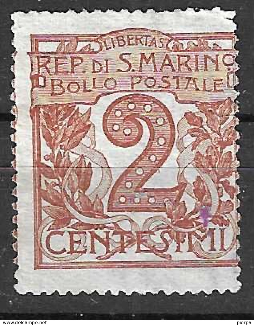 SAN MARINO - 1921 - ORDINARIA  CIFRA - C.2 -  USATO (YVERT 68 - MICHEL 68- SS 69) - Gebruikt