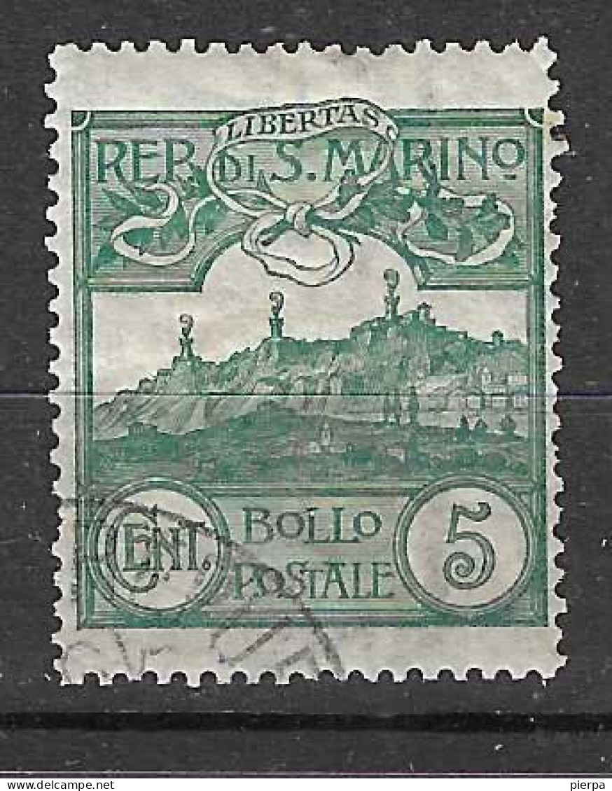 SAN MARINO - 1903 - ORDINARIA MONTE TITANO - C.5 -  USATO (YVERT 35 - MICHEL 35  SS 35) - Used Stamps