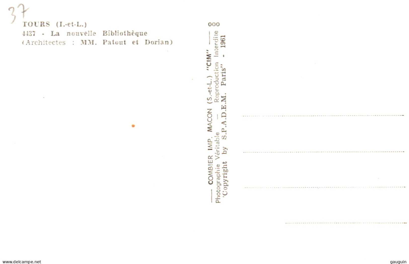 CPSM - TOURS - La Nouvelle Bibliothèque - Archit. MM.Patout & Dorian ... Edition Combier (format 9x14) - Bibliothèques