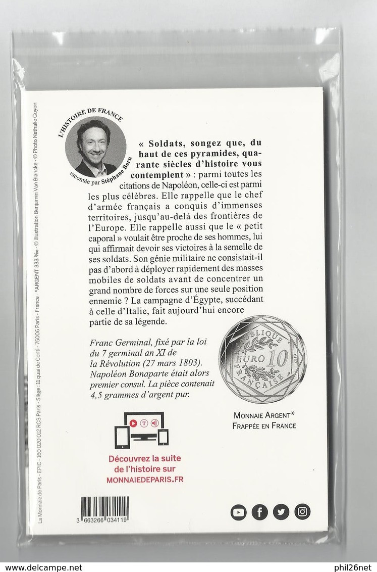 Pièce  Argent Monnaie De Paris Napoléon Bonaparte Premier Consul...Franc Germinal  Neuve Parfaite Encore Sous Blister TB - Francia