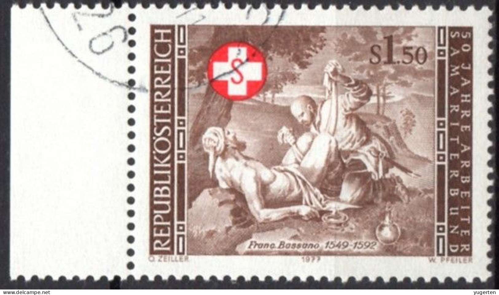 AUSTRIA 1977 - 1v - Used - Samaritans - First Aid - Injury - F. Bassano - Painting - Red Cross - Samaritains Secourisme - EHBO