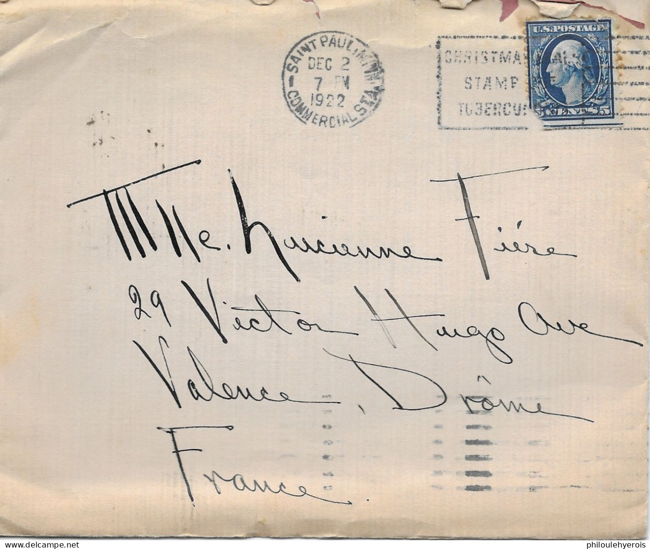 U.S.A. SAINT PAUL MINNESOTA  Haynes Photo Studios 1922 Enveloppe Et Lettre Pour VALENCE - Non Classés