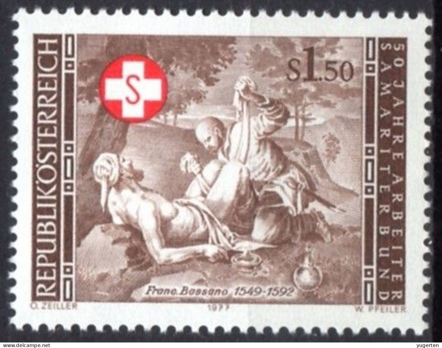 AUSTRIA 1977 - 1v - MNH - Samaritans - First Aid - Injury - F. Bassano - Painting - Red Cross - Samaritains Secourisme - Primo Soccorso