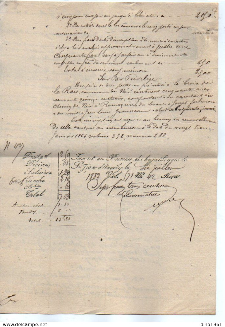 VP22.759 - SAINT JEAN D'ANGELY - 2 Actes De 1882 / 92 - M. BOURCY, Percepteur à ABLIS Contre M. PINEAU Dit BIGEON à NERE - Manuscripts