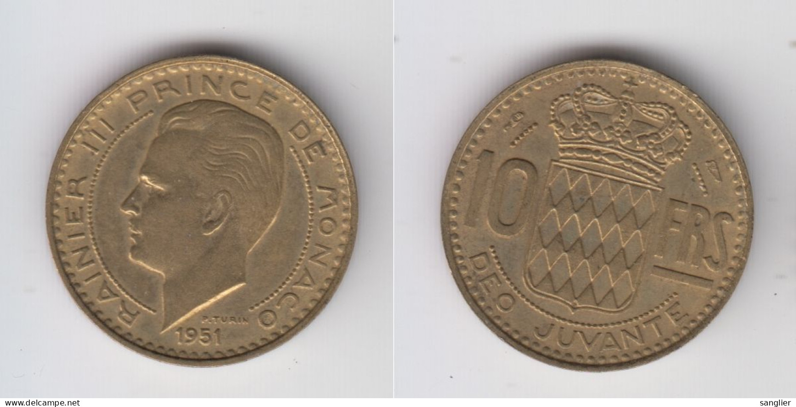 MONACO - 10 FRS 1951 - 1949-1956 Anciens Francs
