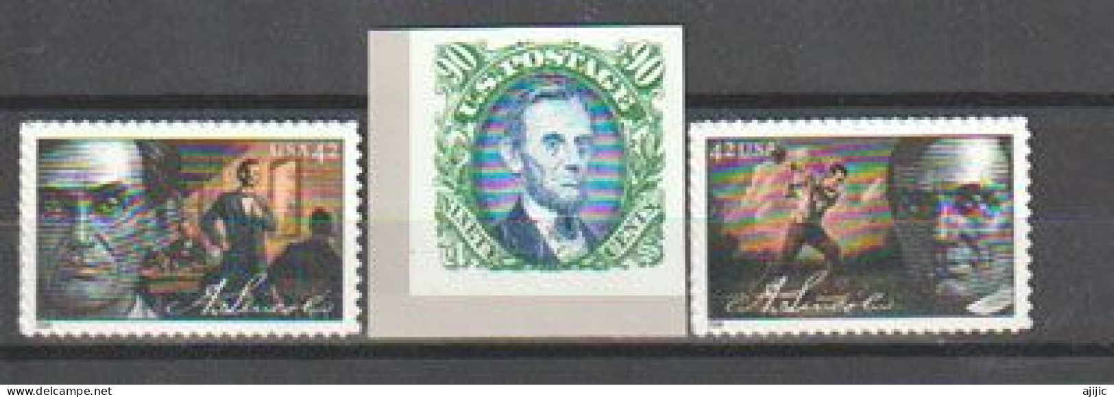 USA. Abraham LINCOLN.  3 Timbres Neufs ** I2 Photos - Neufs