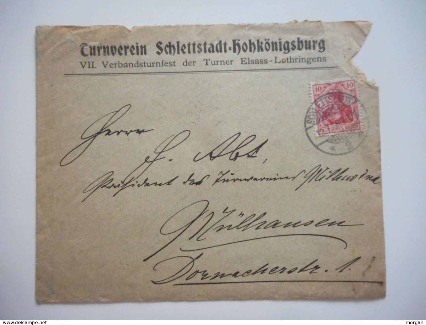 ENVELOPPE ALSACE, HAUT KOENIGSBOURG 1906 TURNVEREIN SCHLETTSTADT 1906  COMMERCIALE - Collections (sans Albums)