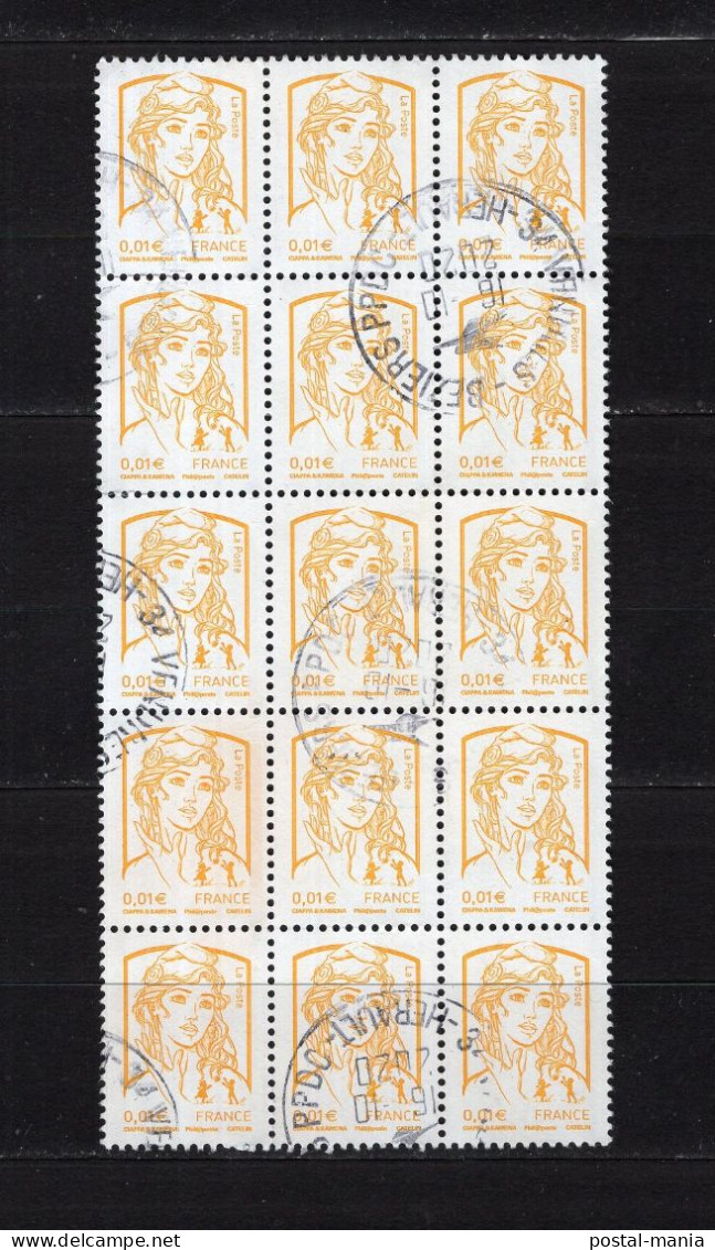 Timbres France 2013 / Marianne De Ciappa  N° 4763 / Oblitérés Bloc De 15 TBE - 2013-2018 Marianne (Ciappa-Kawena)