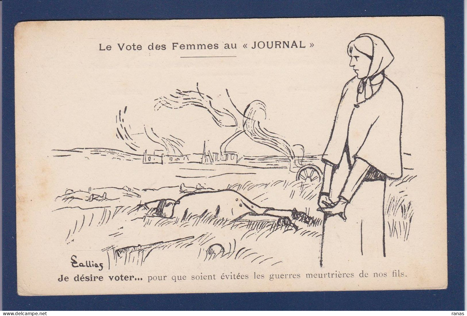 CPA Féminisme Vote Des Femmes Non Circulée Contre La Guerre - Partidos Politicos & Elecciones