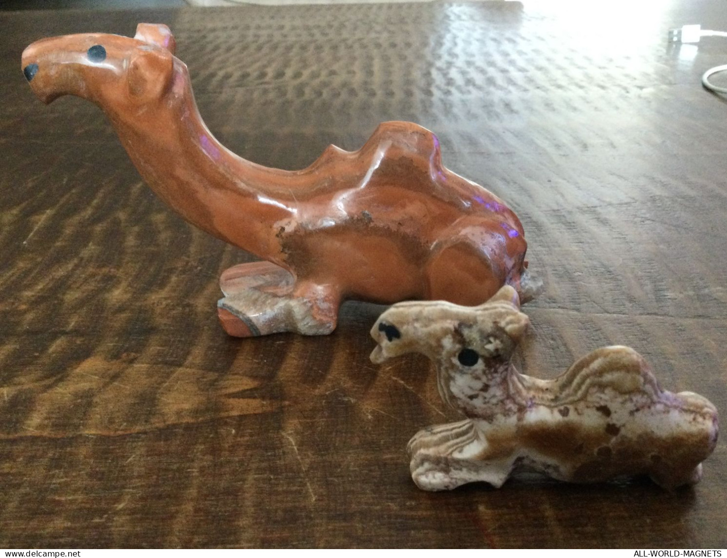 Set Of 2 Decorative Handmade Stone Camels Animal Figurine, From Morocco - Other & Unclassified