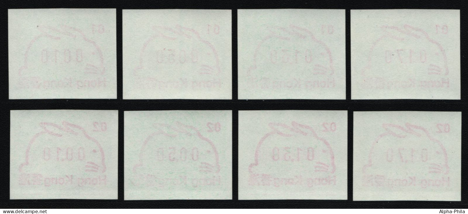 Hongkong 1987 - Mi-Nr. ATM 2 ** - MNH - Automat 01 & 02 - Je 4 Wertstufen - Hase - Automaten