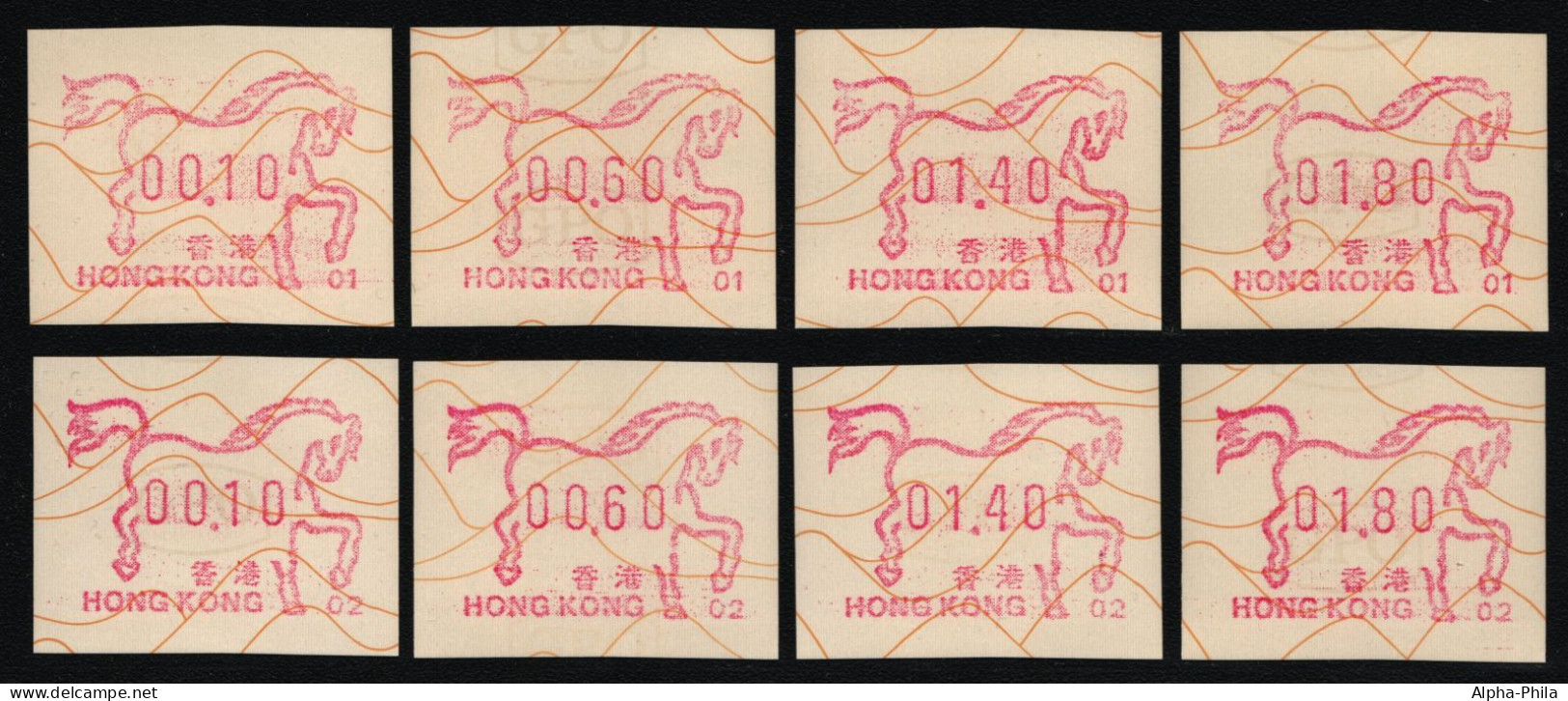 Hongkong 1990 - Mi-Nr. ATM 5 ** - MNH - Automat 01 & 02 - Je 4 Wertstufen - Distributeurs