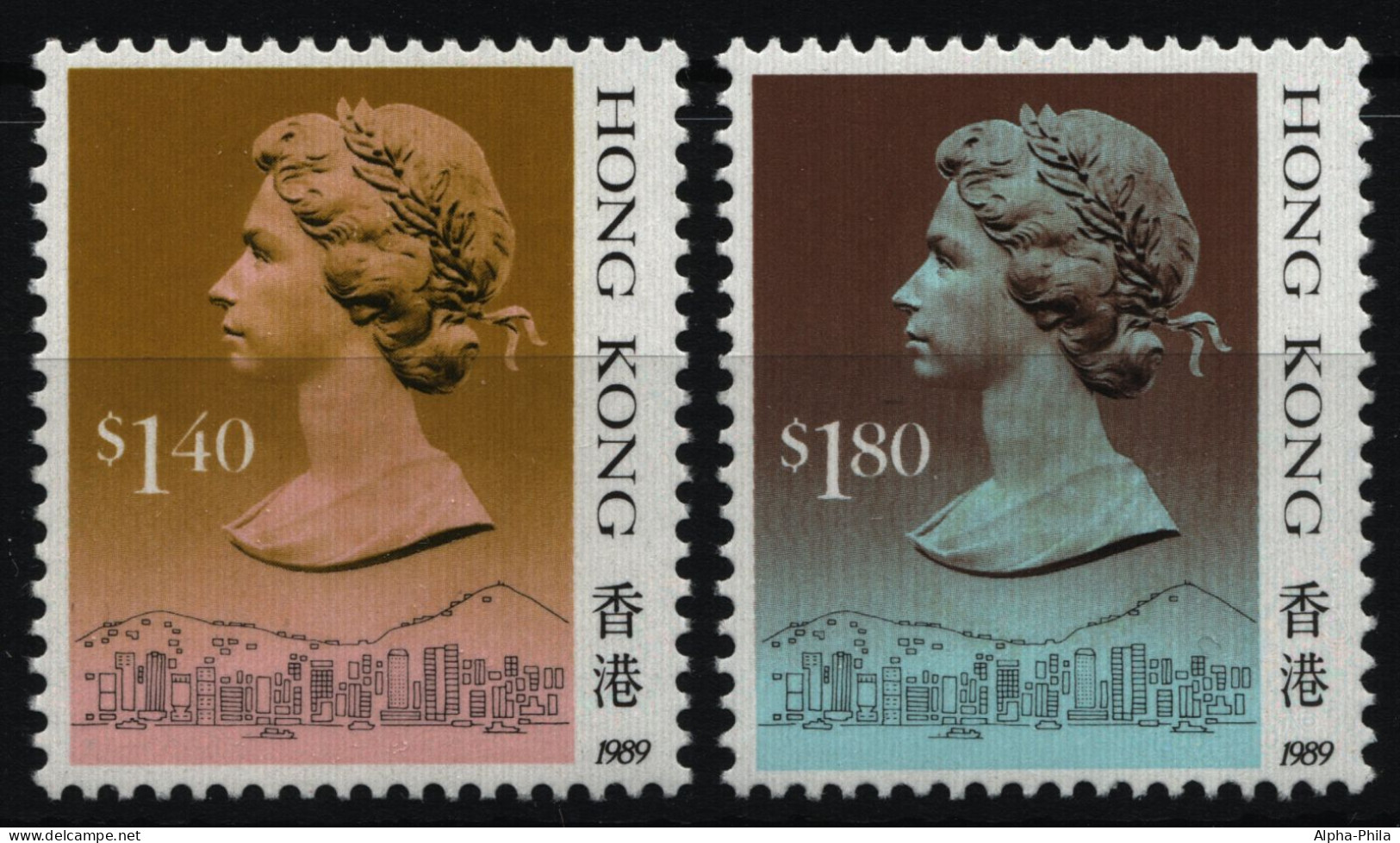 Hongkong 1989 - Mi-Nr. 548-549 III ** - MNH - Freimarken - Queen Elizabeth II - Ongebruikt