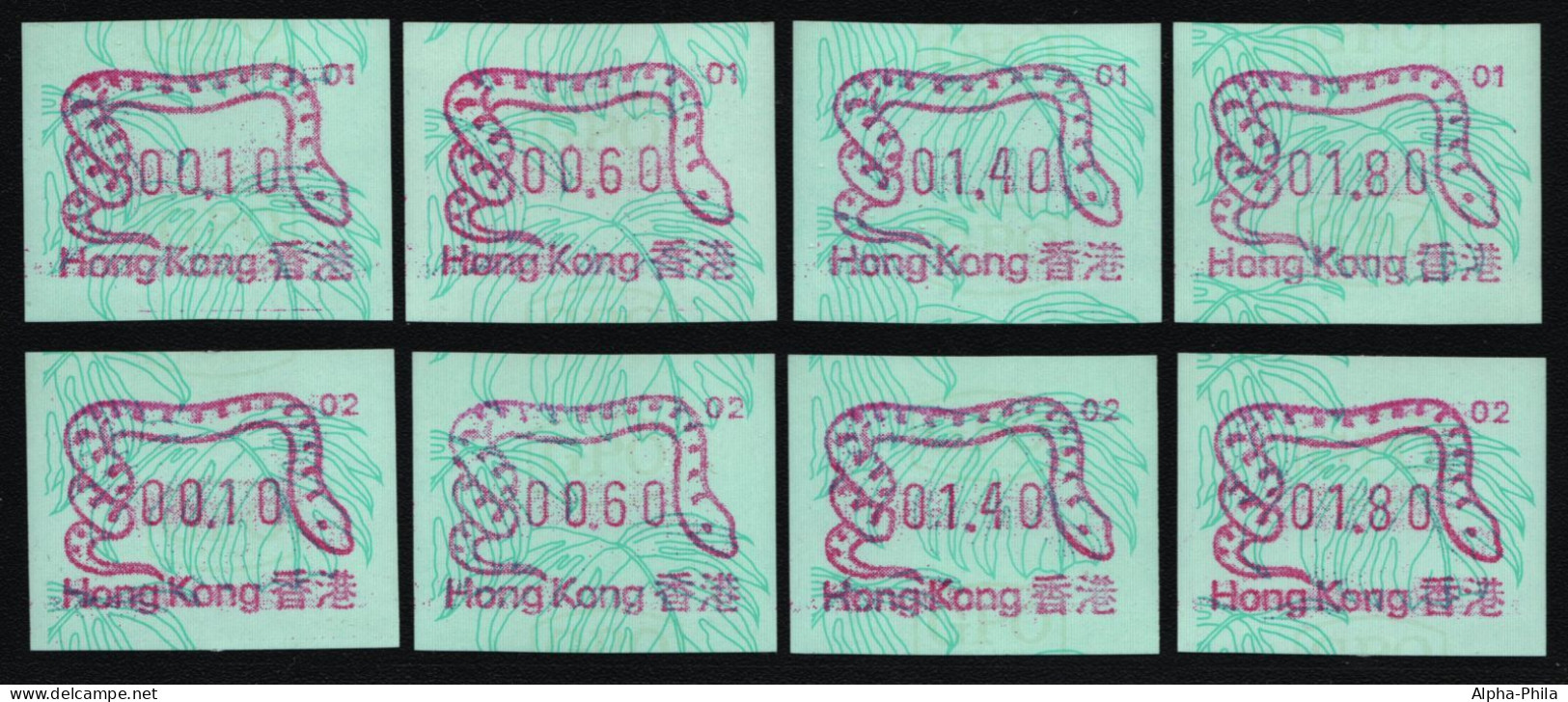 Hongkong 1989 - Mi-Nr. ATM 4 ** - MNH - Automat 01 & 02 - Je 4 Wertstufen - Distributori