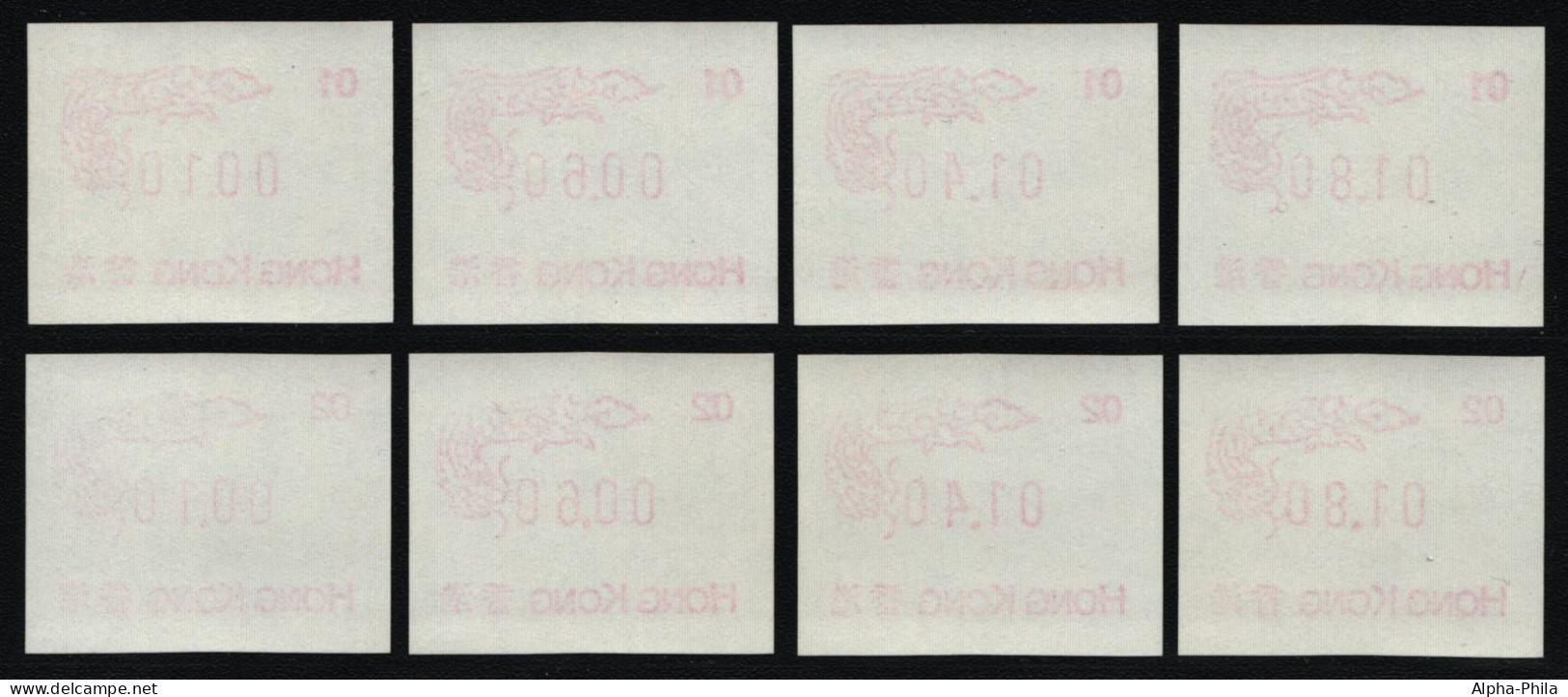 Hongkong 1988 - Mi-Nr. ATM 3 ** - MNH - Automat 01 & 02 - Je 4 Wertstufen - Automatenmarken