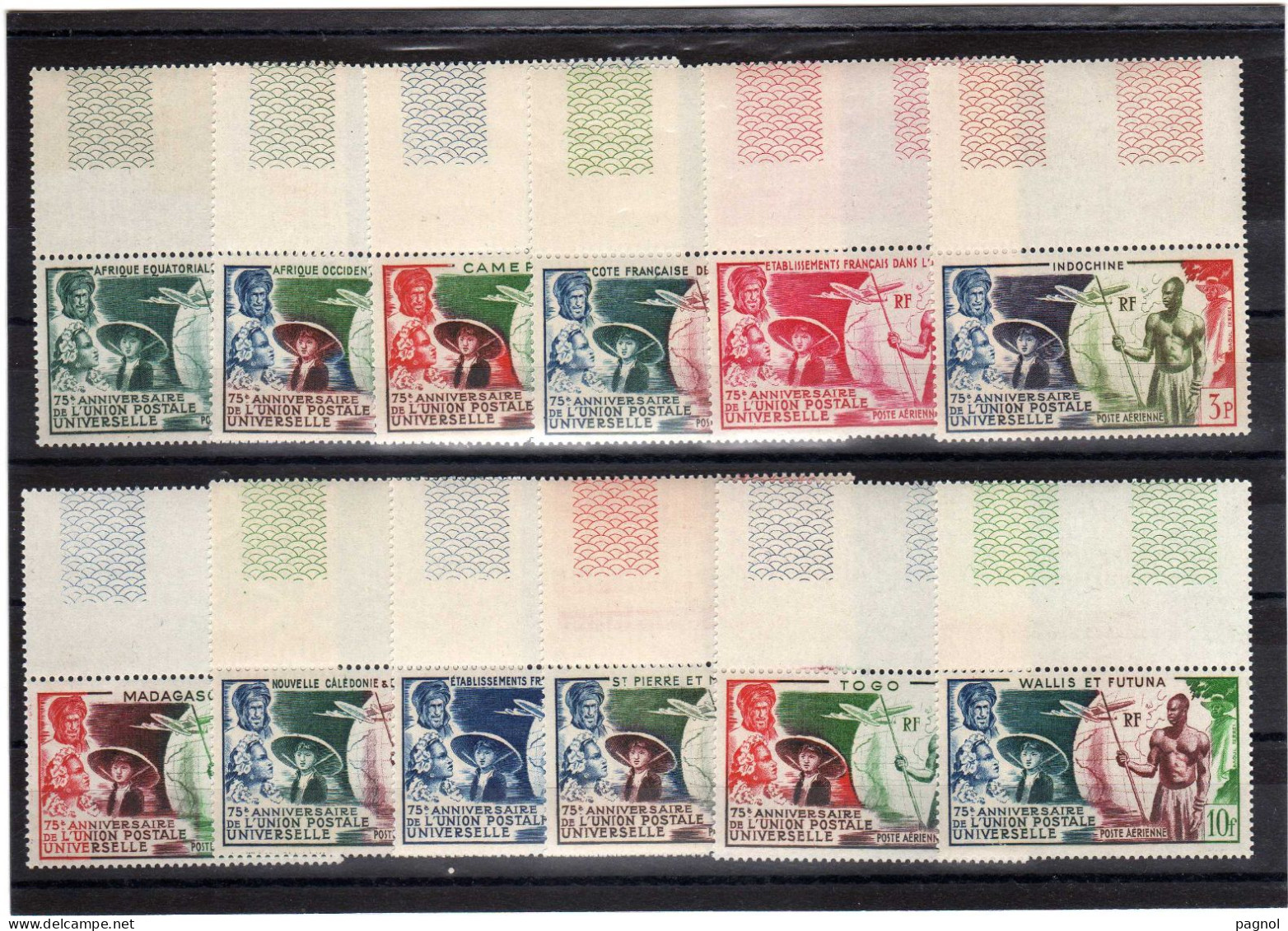 75e Anniversaire De L'U.P.U. 12 Valeurs Avec Bord De Feuille : Neuf - 1949 75e Anniversaire De L'UPU