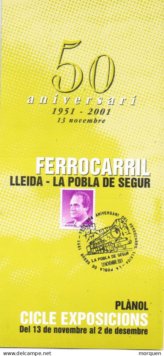 53111. Triptico POBLA De SEGUR (Lerida) 2001. Ferrocarril, 50 Aniversario Tren De Pobla, Mapa Y Exposiciones - Covers & Documents