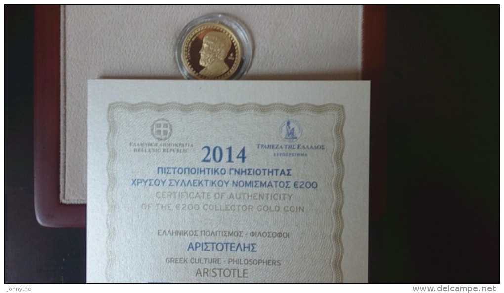 Greece 2014 200 Euro Gold Coin ARISTOTLE 600 Coins Only Very Rare!!! - Grèce