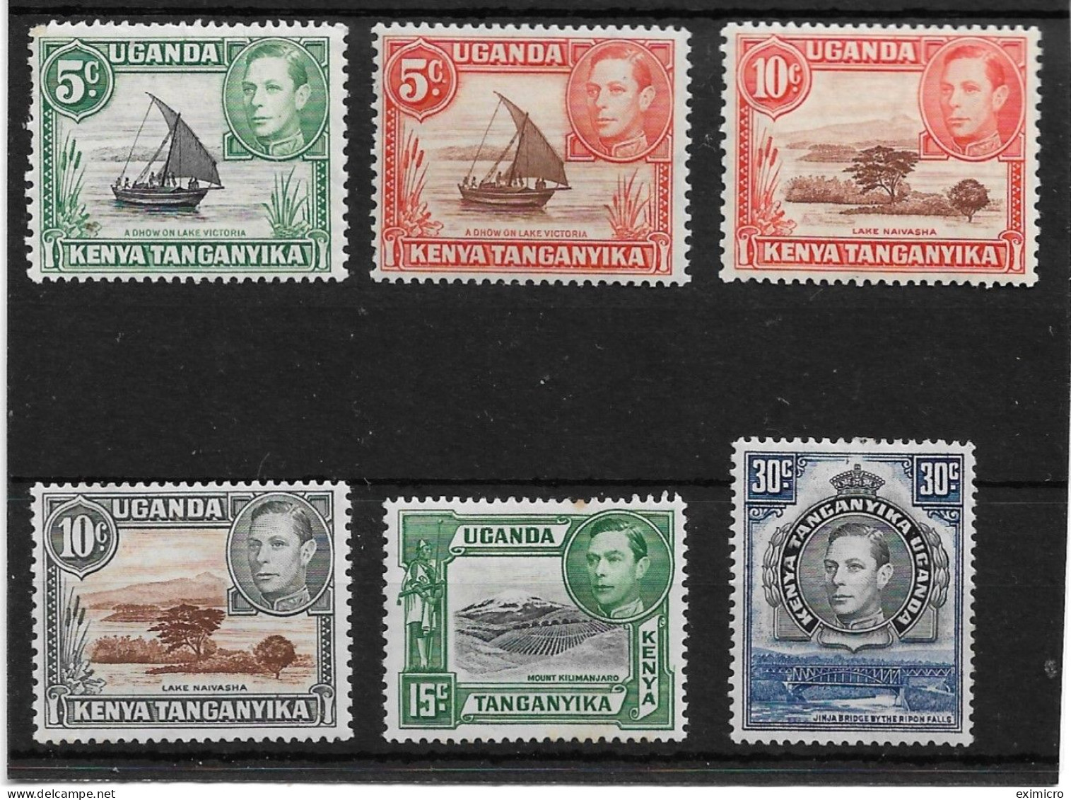 KENYA, UGANDA AND TANGANYIKA 1938 - 1954 5c - 30c SG 132,133a,134,136,138,141b MOUNTED MINT Cat £23 - Kenya, Uganda & Tanganyika