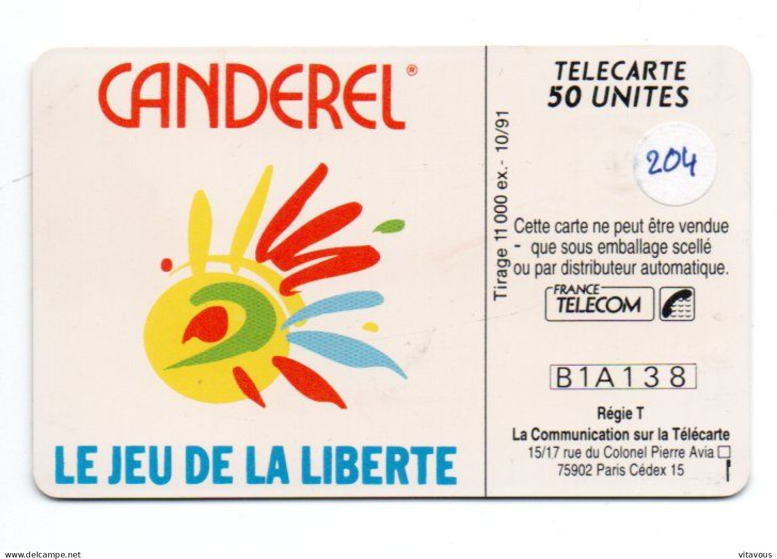 En 204 CANDEREL  2  Le Jeu De La Liberté Sucre Télécarte FRANCE 50 Unités Phonecard  (F 424) - 50 Eenheden