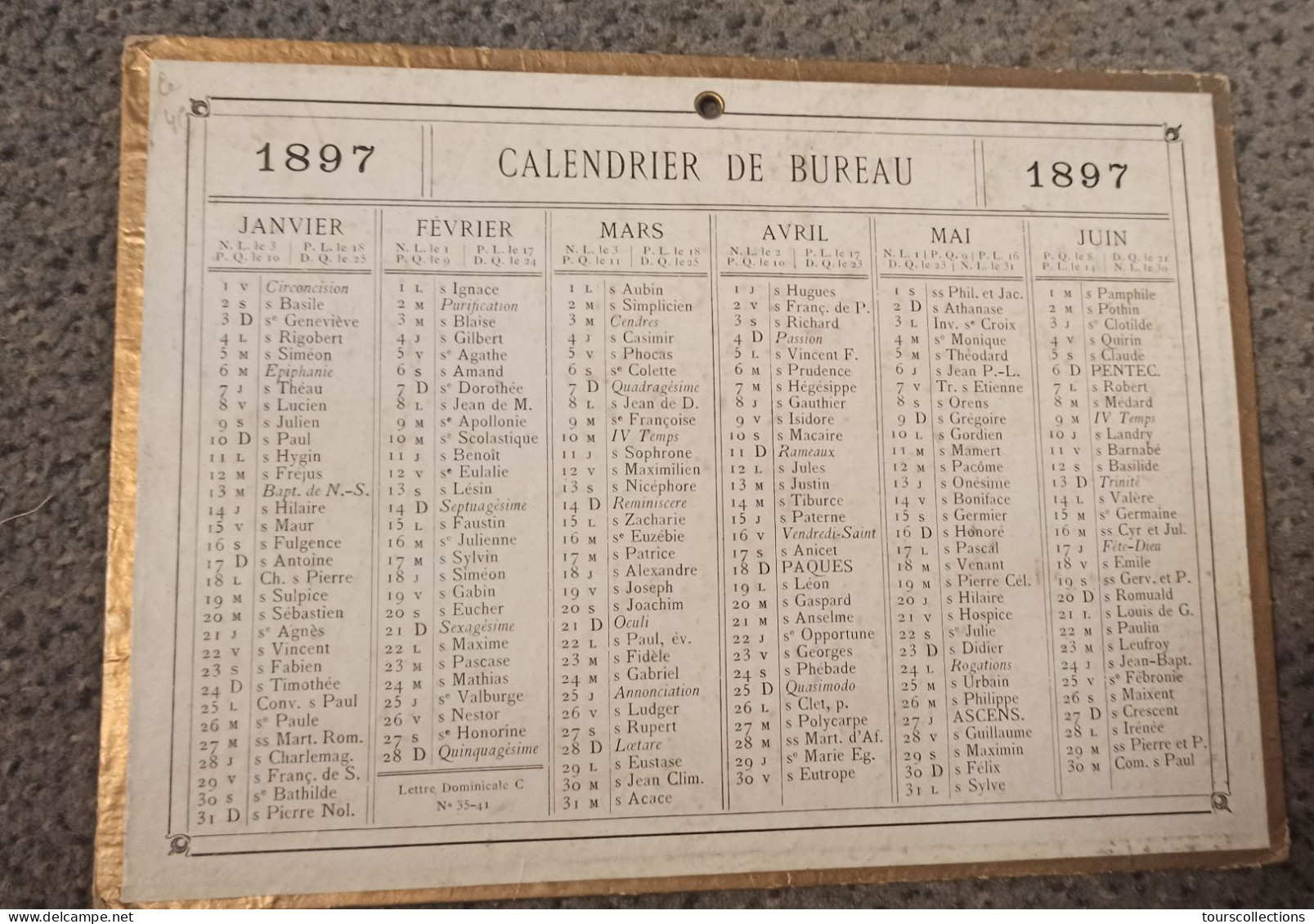 CALENDRIER De BUREAU 1897 - Format 23,5 Cm X 17 Cm - Tamaño Grande : ...-1900