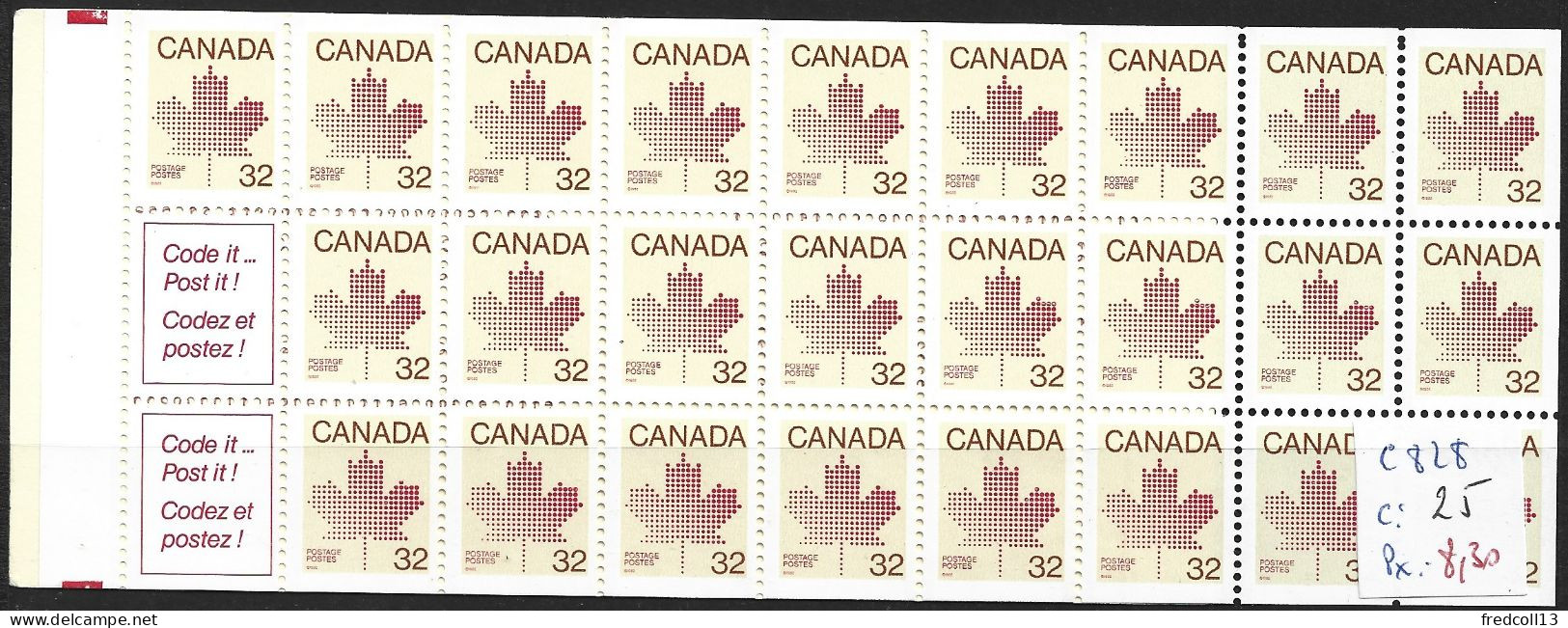 CANADA Carnet C 828 Côte 25 € - Full Booklets