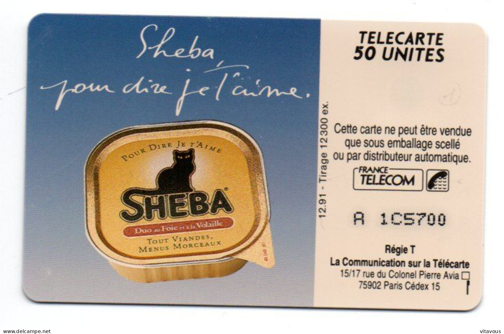 En 286 SHEBA  Chat Cat Télécarte FRANCE 50 Unités Phonecard  (F 425) - 50 Einheiten