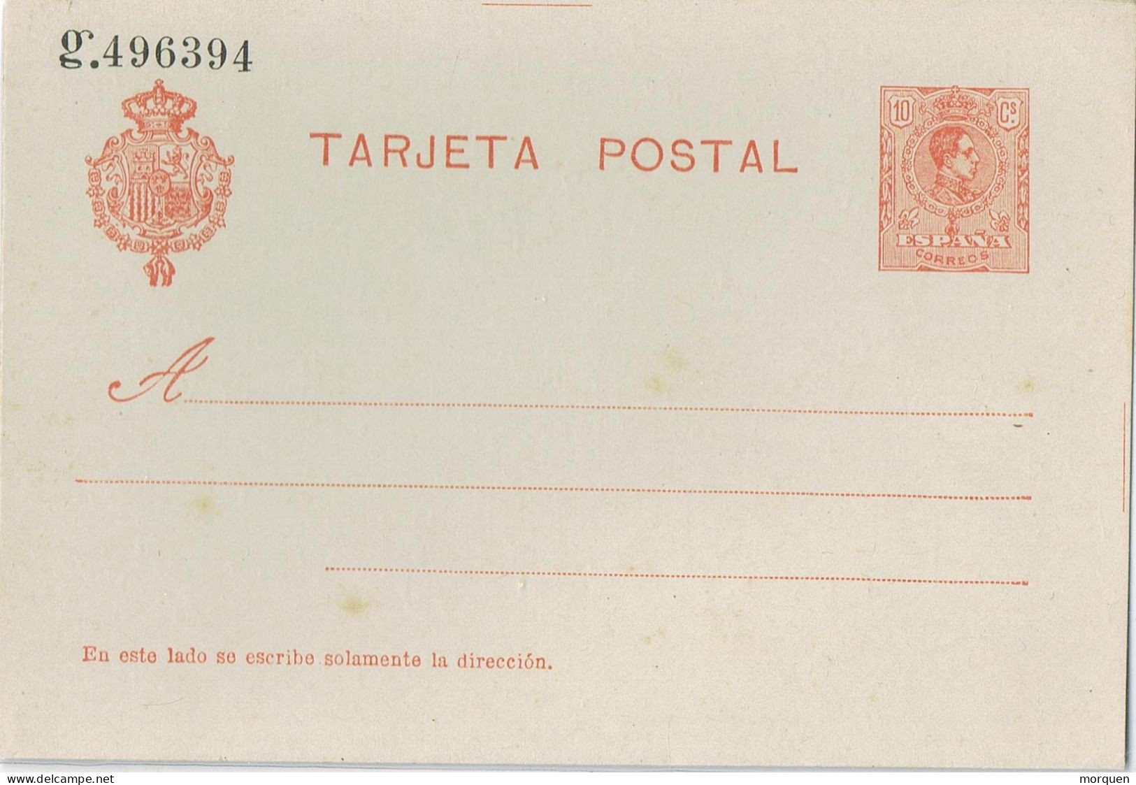 53116. Entero Postal  10 Cts Alfonso XIII Medallon. Nuevo **, Edifil Num 49 - 1850-1931