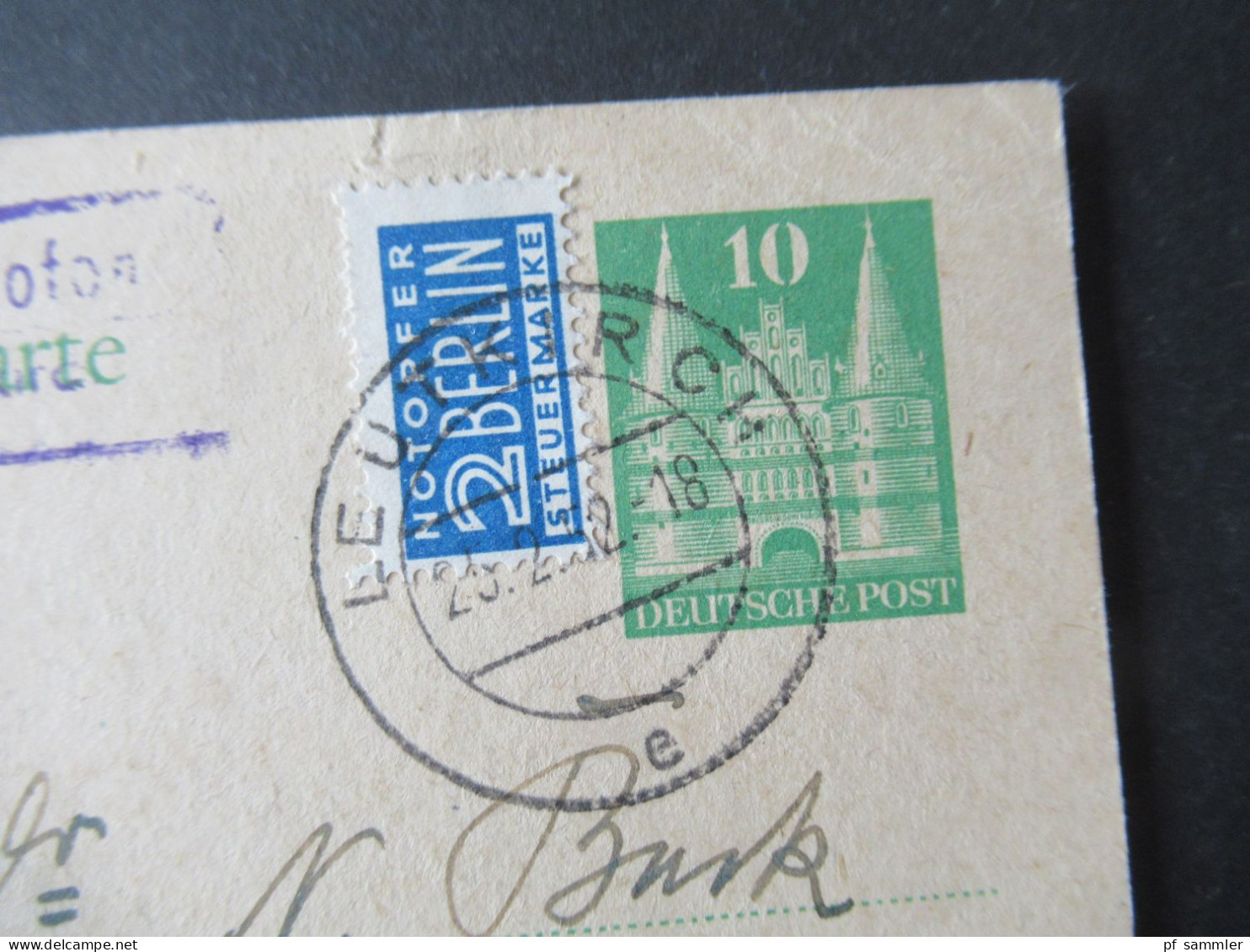 Bizone Bauten 1952 Ganzsache Mit Notopfermarke Stempel Leutkirch Und Landpoststp. Altmannshofen über Leutkirch - Briefe U. Dokumente