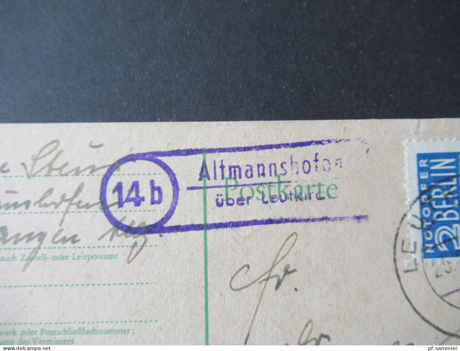 Bizone Bauten 1952 Ganzsache Mit Notopfermarke Stempel Leutkirch Und Landpoststp. Altmannshofen über Leutkirch - Covers & Documents