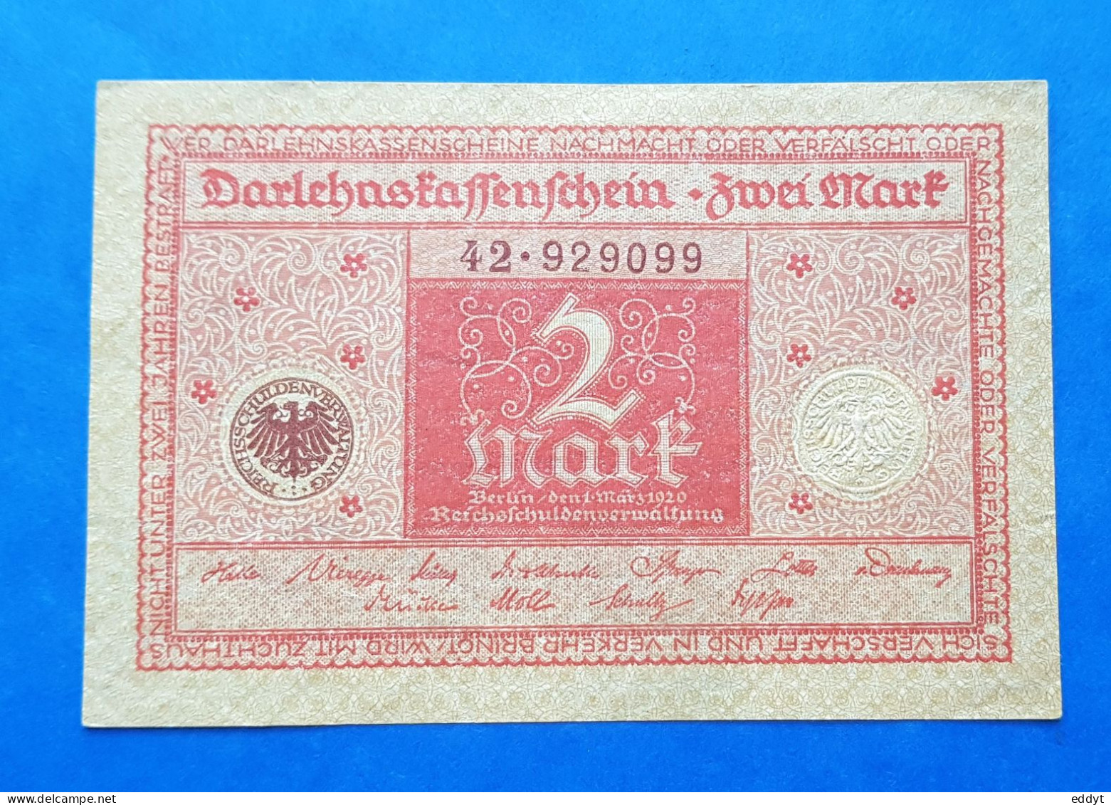 1 BILLETS ALLEMAND - 2 MARK - 1920  - NEUF - 20000 Mark