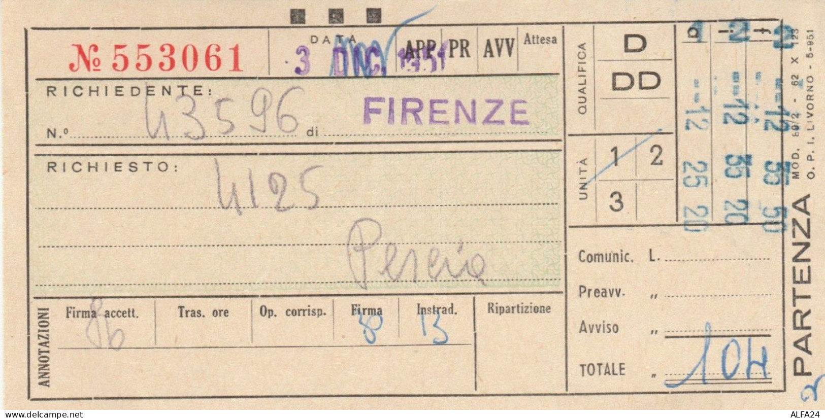 BIGLIETTO 1951 FIRENZE PESCIA (XF228 - Europa