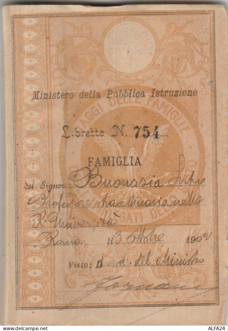 MINISTERO PUBBLICA ISTRUZIONE VIAGGI DELLE FAMIGLIE 1902 (XF165 - Europe