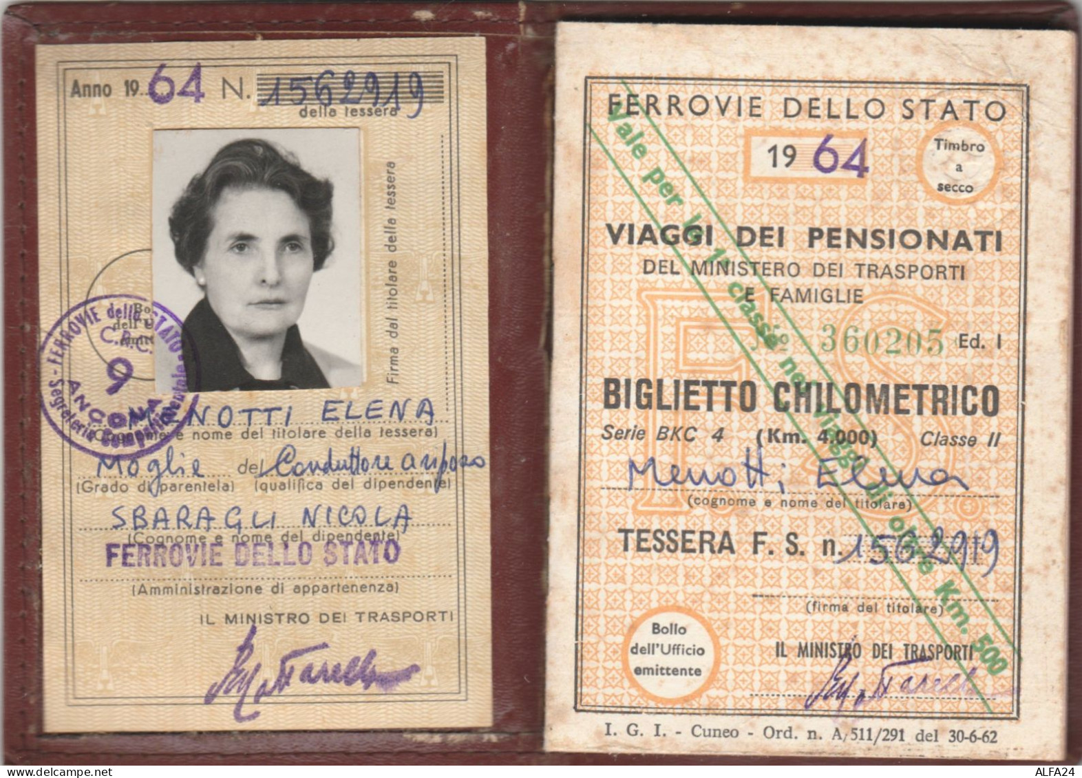TESSERA RICONOSCIMENTO FERROVIE DELLO STATO 1964 (XF142 - Europe
