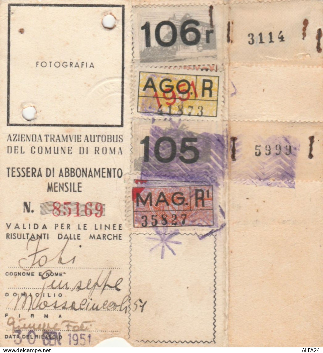 ABBONAMENTO TRAMVIE ROMA 1910 (manca Foto) (XF10 - Europa