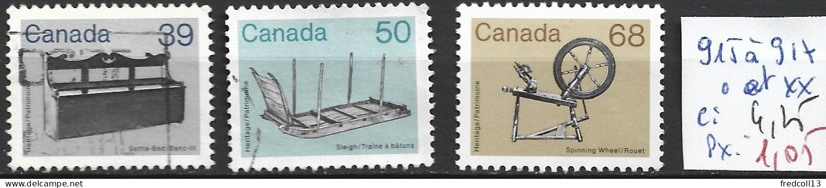 CANADA 915 à 17 Oblitérés ( 917 : ** ) Côte 4.25 € - Used Stamps