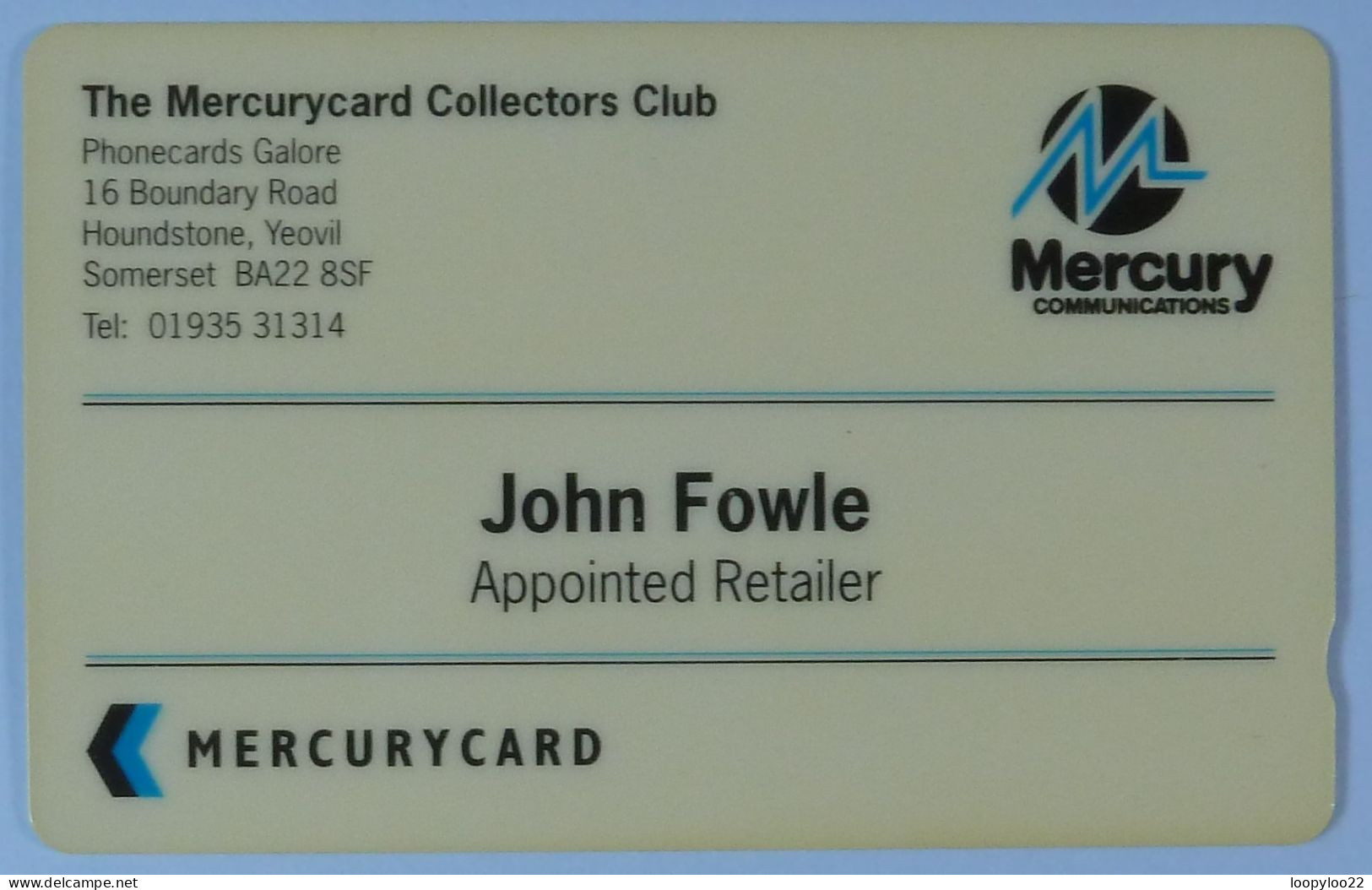 UK - Great Britain - Mercury - MER665 - John Fowle - Appointed Retailer - Mercury Communications & Paytelco