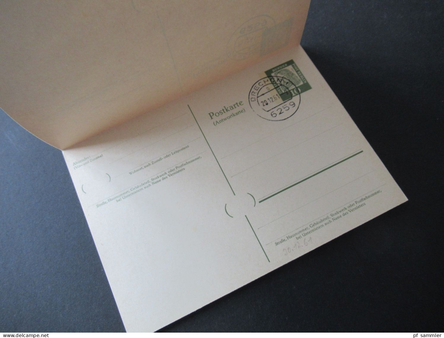 Berlin (West) Bedeutende Deutsche Ganzsache Doppelkarte ( Blanko PK Mit Tagesstempel Brechen - Storia Postale