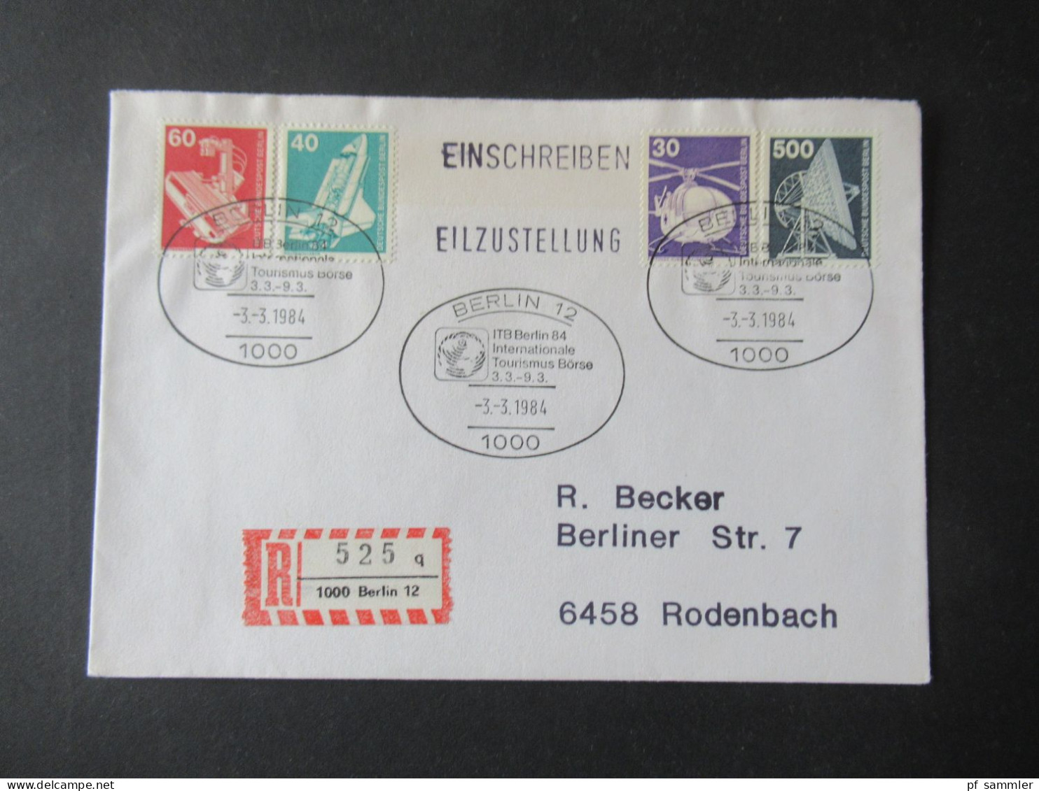 Berlin (West) Und BRD 1984 Freimarken Industrie Und Technik 1x Einschreiben Eilzustellung 1000 Berlin 12 / 2x BuS Belege - Lettres & Documents