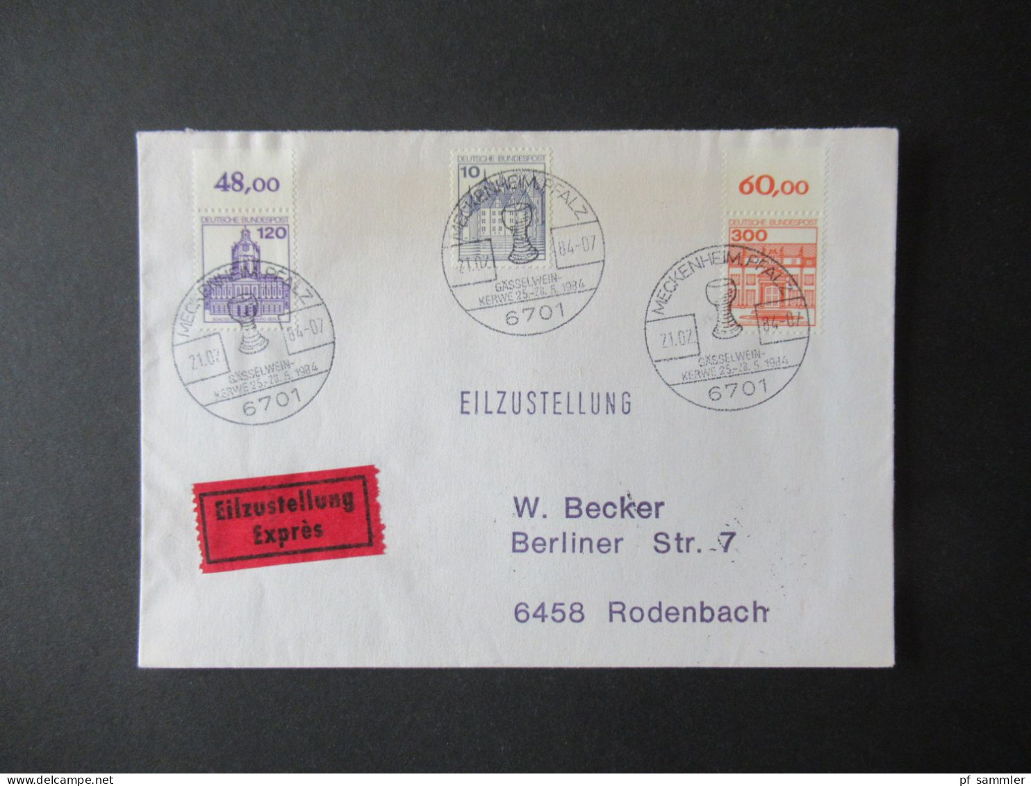 Berlin (West) Und BRD 1984 Freimarken Industrie Und Technik 1x Einschreiben Eilzustellung 1000 Berlin 12 / 2x BuS Belege - Storia Postale