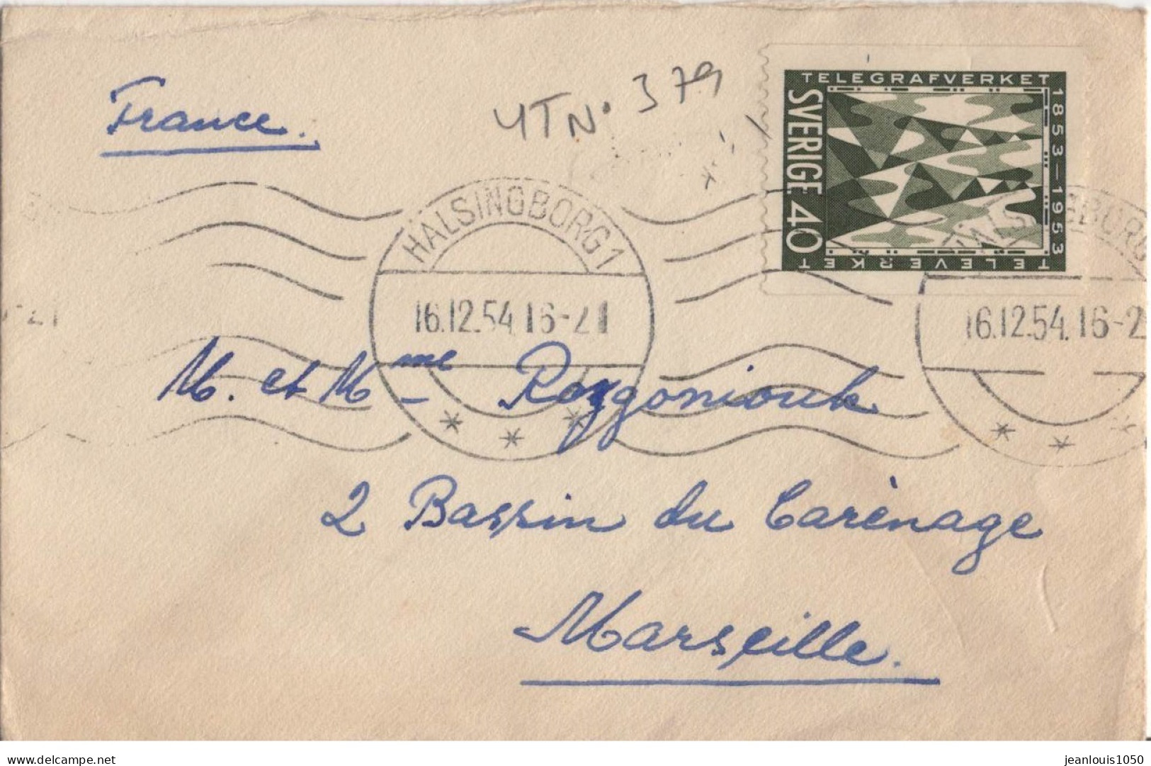 SUEDE YT N°379 SEUL SUR LETTRE OBLITERE POUR LA FRANCE VIGNETTE - Storia Postale