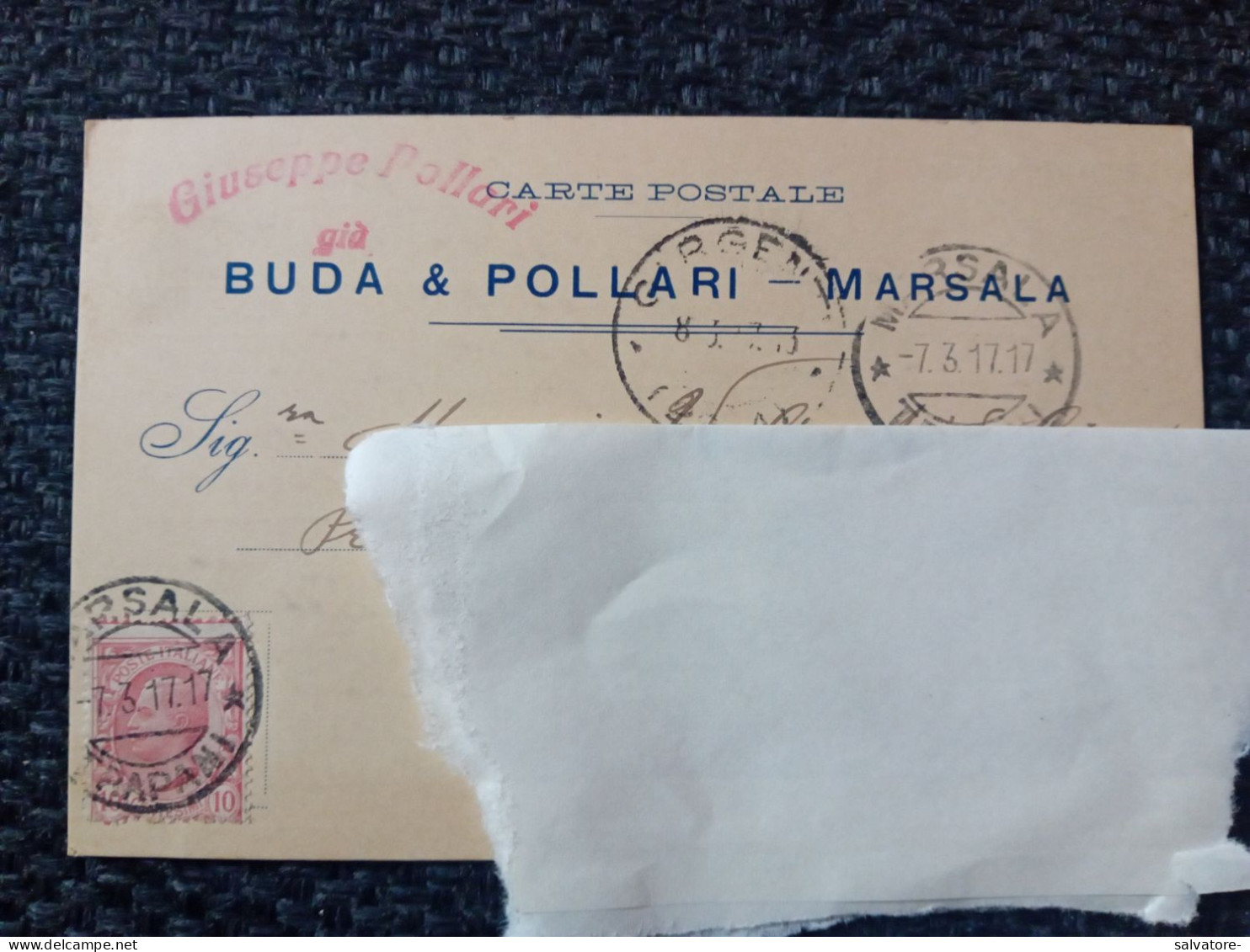 CARTOLINA PUBBLICITARIA BUDA' & POLLARI- MARSALA- 1917 - Marsala