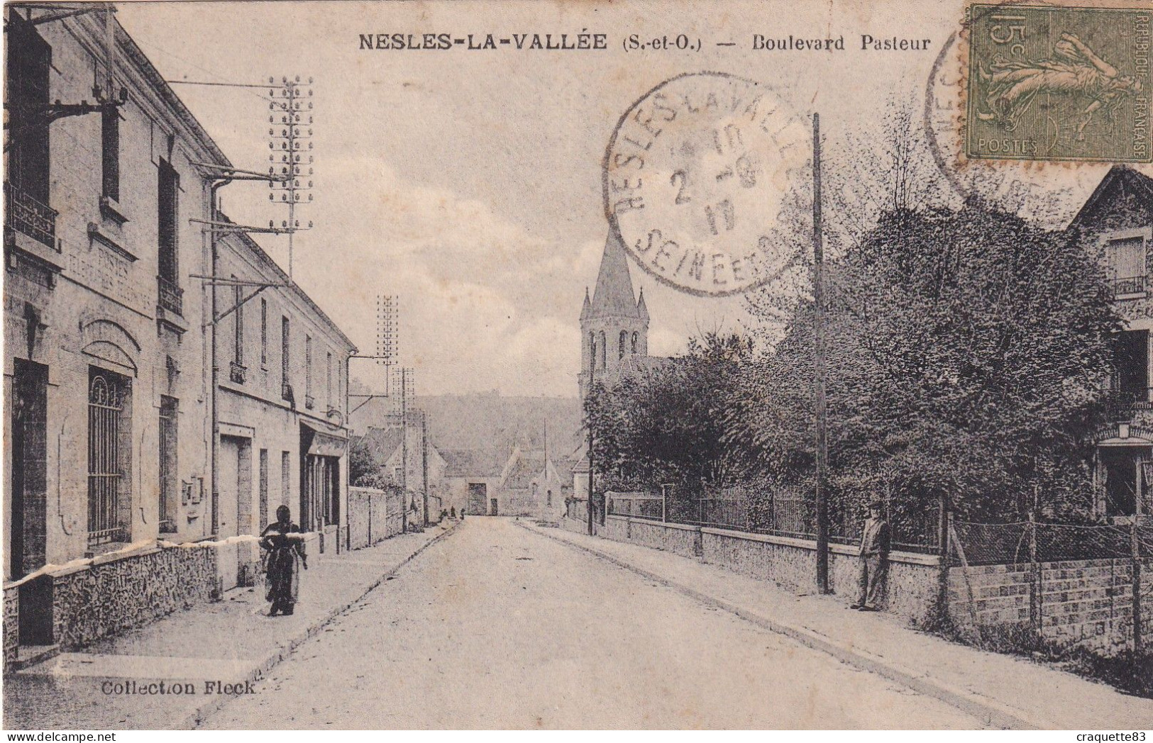 NESLES-LA-VALLEE    BOULEVARD PASTEUR   CARTE ANIMEE  1917 - Nesles-la-Vallée